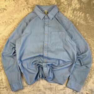 Stio Button Up Shirt Men's M Long Sleeve Organic Cotton Flannel Light Blue LOGO